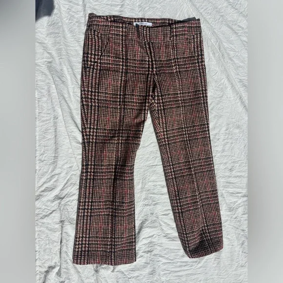 strapless open back dress Slim Fit Plaid Pants in Claret Red